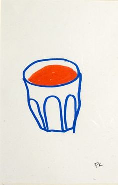 a drawing of a cup with red liquid in it