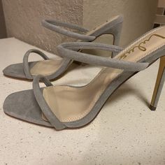 Lulus Theyaa Grey Suede Square-Toe High Heel Size: 8.5 Color: Light Grey Heel Height: 4.25 Inches Has A Cushioned Insole. Brand New Without Box/Tag! Grey Heels, Female Shoes, Strappy High Heels, Grey Suede, Gray Suede, Heels Shoes, Color Light, Shoes Women Heels, High Heel