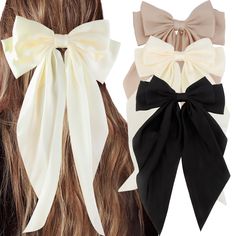 PRICES MAY VARY. Size: 8.9(L) x 12.6(H) inches big hair bow. Silky Satin: Using high grade SS satin as the fabric, this fabric is silky and soft, there is also a cool touch, summer wear is not stuffy. Long Tail and Big Bow: This bow barrette is a large size with a long tail and a big bow. Lovely design can make you more eye-catching, elegant and charming. Metal Hair Clips: Adopt silver-plated metal hair clips, stronger toughness, more resistant to fall, any hairstyle to wear are not easy to slip Ribboon Hair Biws, Can You Run A Successful Hair Bow Business, Mexican Hair, Hair Bows For Women, Mexican Hairstyles, Cute Hair Clips, Big Hair Bows, Bow Barrette, Hair Accessories Set