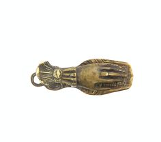 an old brass door handle on a white background