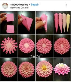 several pictures of different types of paper flowers and how to make them out of them