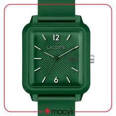 in stock Casual Green Watch With 10atm Water Resistance, Green Watches With Rectangular Dial And Analog Display, Casual Green Analog Watch, Green Watch, Studio Green, Green Cases, Hand Watch, Three Hands, Silicone Bracelets