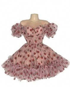 Mini Hoco Dress, Skirt Puffy, Dress Puffy Sleeves, Wall To Wall Carpet, Ruffles Skirt, Hoco Dress, Cottagecore Style, Pink Strawberry, Wall Carpet