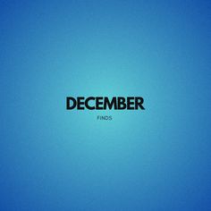 a blue background with the word december in black