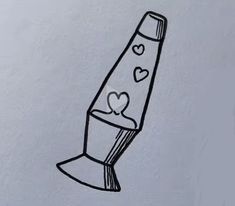 a drawing of a rocket with hearts on its side and the bottom part of it