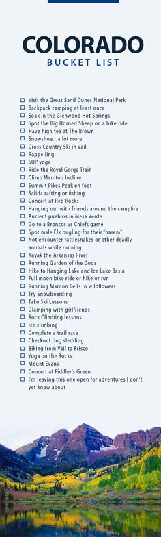 the colorado bucket list with mountains in the background