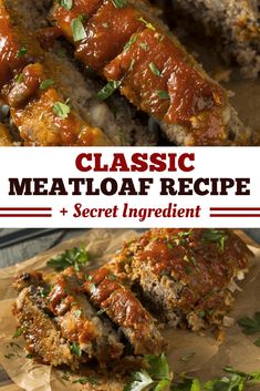 the meatloaf recipe has been cut into slices and is ready to be eaten