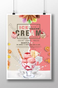 an ice cream poster is hanging on the wall