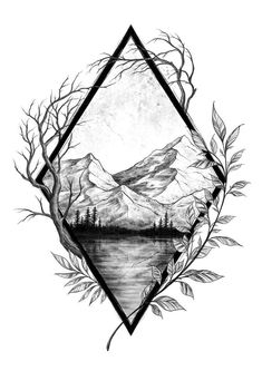 Mountain Mandala Tattoo, Geometric Nature Tattoo, Tattoo Berge, Berg Tattoo, Simple Tattoos For Guys, Boho Tattoos, Tattoo Zeichnungen