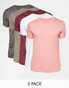 ASOS T-Shirt With Crew Neck 5 Pack Save 20% Andy Davis, Apply Online, Baseball Tee, Online Shopping, Latest Trends, Crew Neck, Size Medium