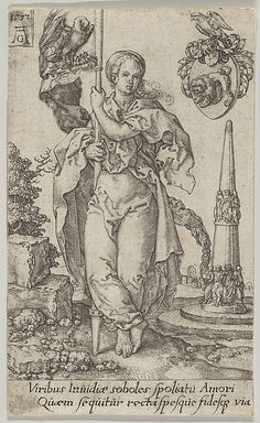 an old drawing of a woman holding a cross