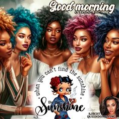 four women with different colored hair are posing for the cover of good morning dream magazine