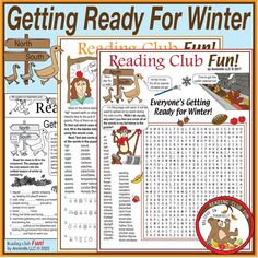 the reading club is getting ready for winter with this free printable book and word search