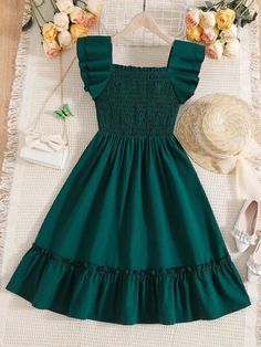 Cute Solid Dresses With Ruffle Hem, Solid Color Dresses With Ruffles In Cute Style, Solid Color Casual Fitted Ruffle Dress, Casual Solid Color Fitted Ruffle Dress, Casual Party Dresses With Ruffled Straps, Fancy Short Dresses, Simple Frocks, Stylish Short Dresses