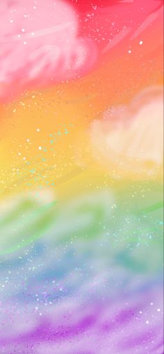 an abstract rainbow background with stars and clouds