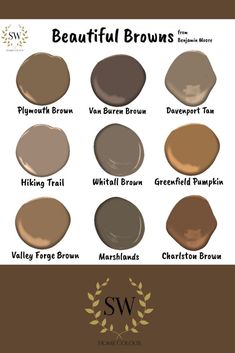 the different shades of brown paint on a white background with text that says beautiful browns