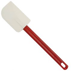 a red and white spatula on a white background