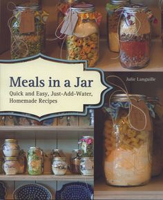 there are many jars with food in them