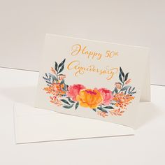 Happy 50th Anniversary - Greeting Card - Netties Expressions Diy Greeting Cards Cardmaking, 50th Anniversary Cards, Handmade Greeting Card Designs, Happy 50th Anniversary, Anniversary Favors, Anniversary Greeting Cards, Homemade Greeting Cards, Anniversary Greetings, Handmade Card Making