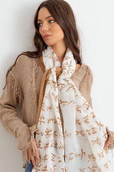 This beige shawl scarf boasts a fun hangul design, perfect for adding a touch of Korean style to your wardrobe. It's non-stretchy, see through, unlined, and oh-so stylish - a must-have for anyone wanting to up their cool factor. Don't miss out on this trendy addition to your lifestyle! 🖤 Item Features: Beige, hangul Korean languages print shawl scarf, non-stretchy, see through, unlined, stylish, cool, must-have, trendy, lifestyle. Trendy Lifestyle, Long Shawl, Shawl Scarf, Korean Language, Wholesale Clothing, Scarf Shawl, Shawl, Korean Fashion, Lifestyle