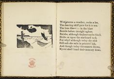 an open book with black and white illustrations on the page, which is in color