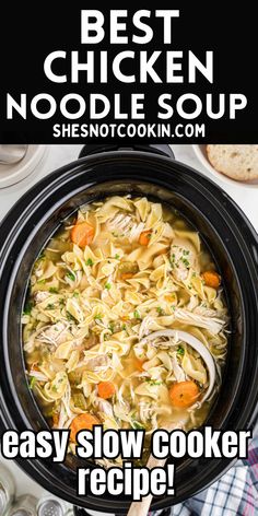 Chicken noodle soup in crockpot. Homemade Chicken Noodle Soup Crockpot, Easy Crockpot Chicken Noodle Soup, Crockpot Chicken Noodle Soup Recipes, Chicken Soup Recipes Crockpot, Crockpot Chicken Noodle Soup, Easy Crockpot Soup, Slow Cooker Chicken Noodle Soup, Chicken Soup Crockpot, Chicken Soup Recipes Easy