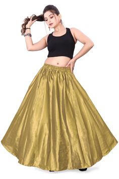 Satin Belly Dancing Half Circle skirt For Women Wedding Wear Skirt Solid Pattern Satin Half Circle Skirt Tribal Dance wear Satin Skirt S9 SIZE CHART S       23" To 26" Waist AROUND  M      27" To 30" Waist AROUND  L       31" To 34" Waist AROUND  XL     35" To 39" Waist AROUND  2XL   40" TO 43" Waist AROUND  3XL   44" To 47" Waist AROUND  4XL   48" TO 52" Waist AROUND  5XL   53" To 56" Waist AROUND  1 Peace Sheer Chiffon Skirt  Length OF skirt 38" All measurements are in Inches Color Might Be little Different Due to Different Computer's Color Settings. Solid Full-length Party Skirt, Solid Color Flared Party Skirt, Gold Flowy Long Skirt, Gold Lined Maxi Skirt For Summer, Gold Lined Skirt, Fitted Gold Long Skirt, Gold Flowy Party Skirt, Fitted Gold Flared Skirt, Gold Fitted Flared Skirt