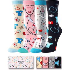 PRICES MAY VARY. NURSE SOCKS: These doctor socks for women feature medical graphics. Give this funny nursing socks gift box to them and they'll appreciate the thoughtful present that they can use every day. EXTENSIVE COVERAGE: Fits a vast range, covering women's shoe sizes 6-12 and sock sizes 8-13. COZY COMFORT: Made from an exceptionally soft cotton blend, these socks provide a luxurious, stretchable experience. NURSE GIFTS: Pharmacist socks make great gifts for nurses, nursing students, medica Future Doctor Gifts, Medical Socks, Radiologist Gifts, Nurse Socks, Doctor Graduation Gift, Paramedic Gifts, Funny Nursing, Medical Student Gift, Nursing Student Gifts