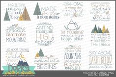 the mountains and trees are in this digital cut file for cricut or silhouette