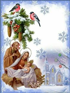 the nativity scene is depicted in this christmas card