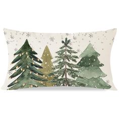 a christmas pillow with trees on it