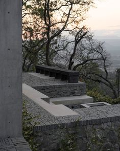 the stairs are made out of bricks and stone