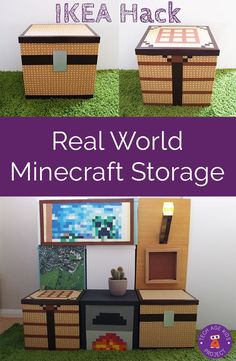 the real world minecraft storage is made out of cardboard boxes and other items that are on display