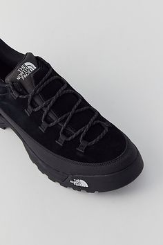 The North Face Shoes Mens, Waterproof Suede Sneakers For Outdoor, Waterproof Suede Outdoor Sneakers, Black Sneakers With Lug Sole For Outdoor, Black Suede Outdoor Sneakers, Black Suede Sneakers For Outdoor, The North Face Low-top Sneakers With Vibram Sole, The North Face Black Round Toe Sneakers, The North Face Lace-up Walking Sneakers