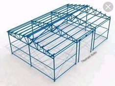 an image of a metal structure that is blue and has no roof or walls on it