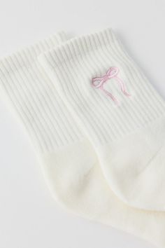 Ultra-soft quarter crew socks in a basic everyday style made special with some of our fave icons like bows and more embroidered at the at the ribbed cuff for a subtle statement. Features Icon embroidered quarter crew socks Super soft quarter crew socks Better-than-basic socks Icon embroidered at the ankle Ribbed at the cuff for a sure fit Cotton-blend quarter crew socks style Content + Care 80% Cotton, 18% polyester, 2% spandex Machine wash Imported Size + Fit Quarter crew length Fits US women’s Cute Things For Wishlist, Trendy Stocking Stuffers, Girly Stocking Stuffers, Cute Pink Socks, Cute Socks For Women, Urban Outfitters Coquette, Pink Socks Aesthetic, Cute Crew Socks, Bows On Clothes