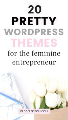 a box with flowers in it and the words, 20 pretty wordpress themes for the feminine