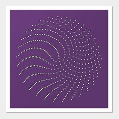 a purple poster with white dots in the shape of a spiral on top of it