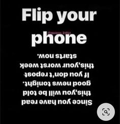 an advertisement for flip your phone on a black background with white text in russian and english