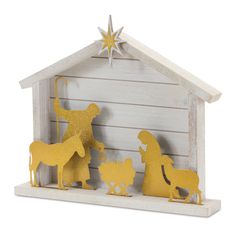 a wooden nativity scene with the birth of jesus