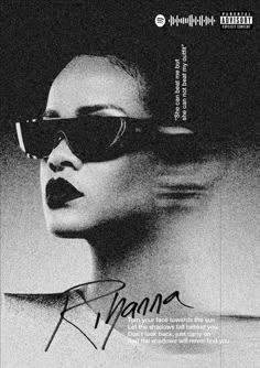 a woman with sunglasses on her face and the words nirvana written in black ink above it