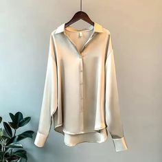 Fabric Type: Satin Material: Polyester Fit Type: Loose Fit Chique Outfit, Satin Bluse, Eyes Emoji, Bullet Points, Satin Long Sleeve, Fall Days, Women Long Sleeve Dress, Vintage Blouse, Satin Shirt