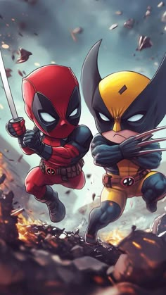 Chibi Wolverine, Deadpool Animated, Wolverine Tattoo, Superhero Painting, Deadpool Drawing, Nushrat Bharucha