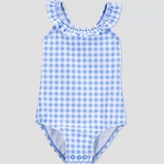 Nwt Carter's Baby Girl One Piece Swimsuit Blue Gingham Plaid Ruffle Bow Size 3m Swimsuit Blue, Baby Swimsuit, Carters Girl, 1 Piece Swimsuit, Ruffle Swimsuit, Carters Baby, Blue Swimsuit, Blue Gingham, Gingham Check