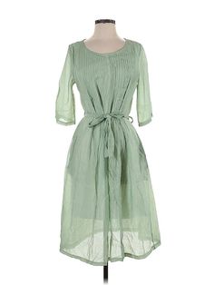 Assorted Brands Casual Dress Size: Small Green Dresses - used. No Fabric Content, Tie Neck, Knee Length, 3/4 Sleeve | Casual Dress: Green Dresses - Used - Size Small Green Casual Dress, Green Dress Casual, Green Dresses, Tie Neck, Casual Dresses For Women, Green Dress, Neck Tie, Handbags For Women, Knee Length