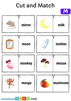 cut and match worksheet for kids to learn how to read the letter m