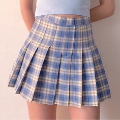 - Super Cute New Without Tags Baby Blue Plaid Mini Skirt - Side Zipper And Button - Size Xs - Never Worn, Perfect Condition Blue Plaid Mini Skirt, Blue Pleated Skirt, Urban Outfitters Skirt, Plaid Mini Skirt, Blue Plaid, Fitness Inspo, Pleated Skirt, Baby Blue, Side Zipper