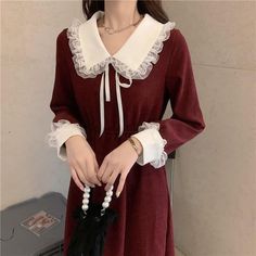 Christmas Dress Women, Red Dress Women, Woman Wine, Women Long Sleeve Dress, Going Out Dresses, French Style, Long Skirt, Red Dress, Vintage Dresses