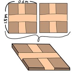 an image of a cardboard box with measurements for the top and bottom side, shown from above