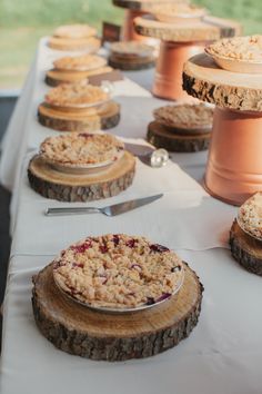 there are many desserts on the table ready to be eaten